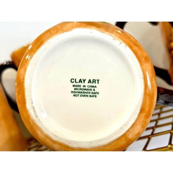 Set of 6 Vintage Clay Art Sunflower Ceramic Mugs HandPainted, Rustic Style - Picture 10 of 10